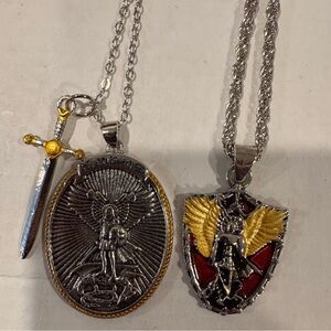 Archangel Michael Stainless Steel Necklace Choose Shield or Medal NWOT